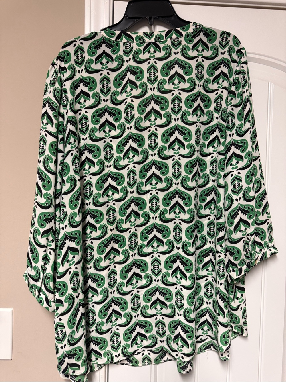 Rose Olive Green Printed V-Neck Women's Top - Picture 2 of 3